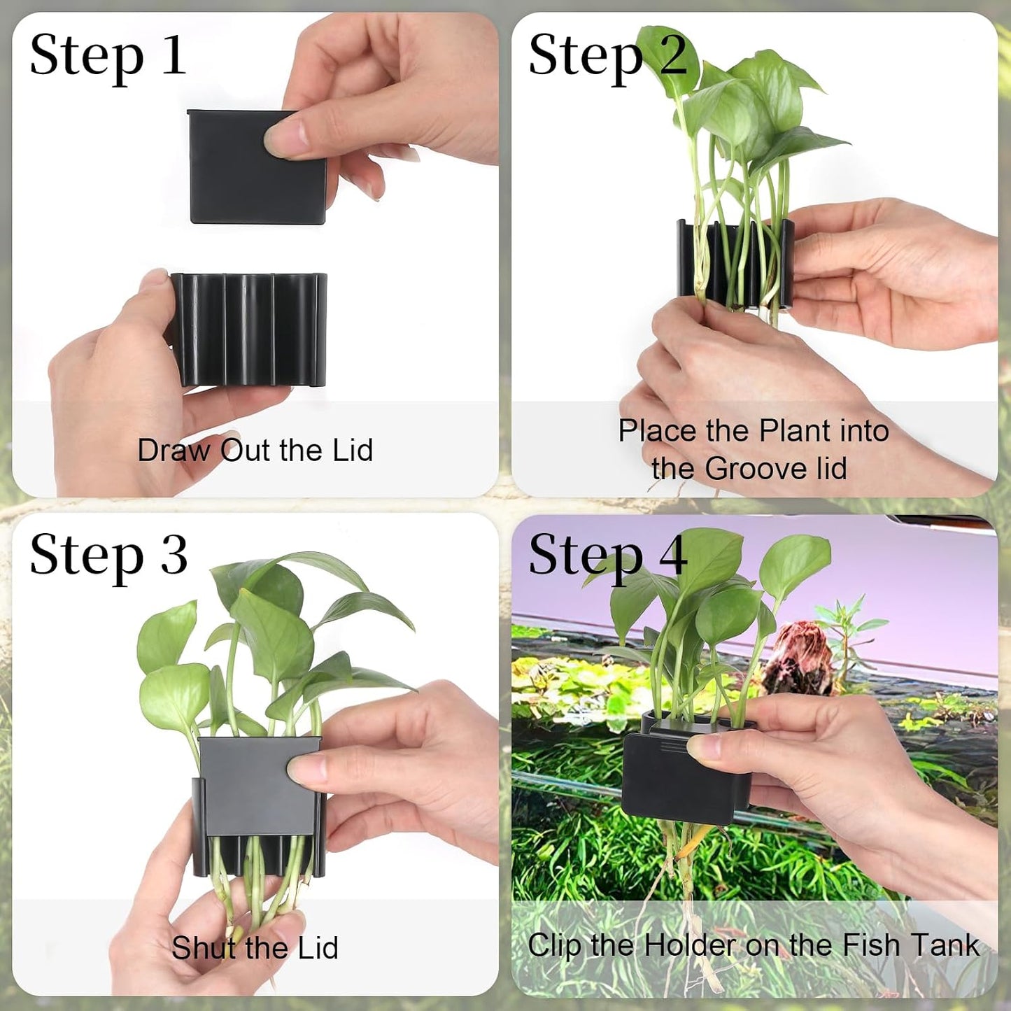 Soporte colgante para plantas acuáticas 3 agujeros negro