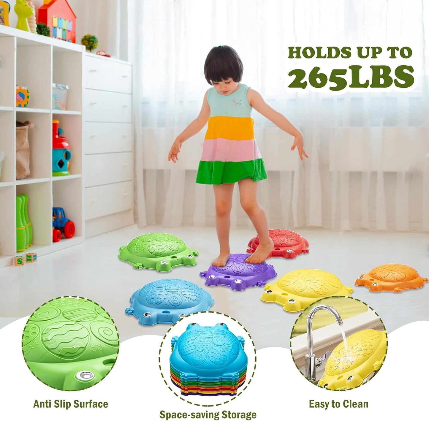 Piedras equilibrio para niños 8 pzas rana interior
