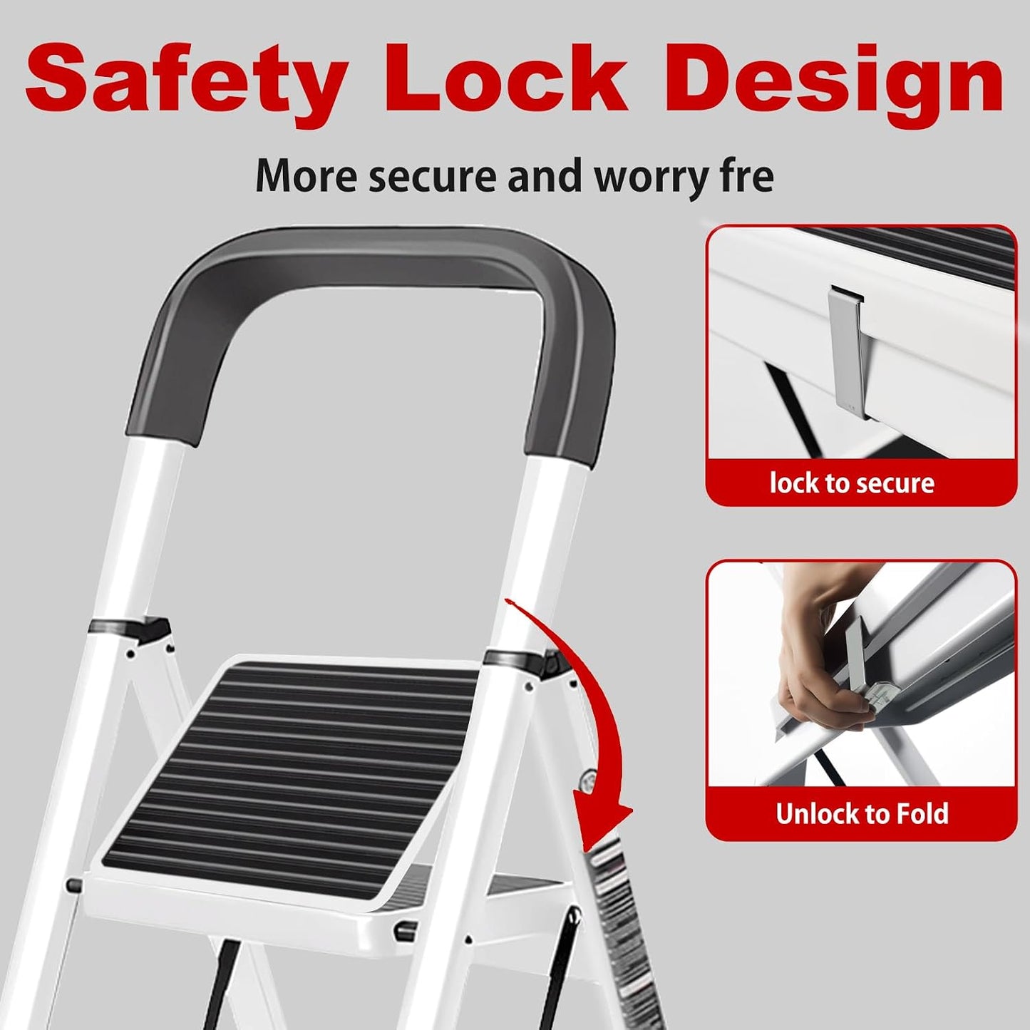 Escalera 4 escalones antiderrap plegable 330 lb