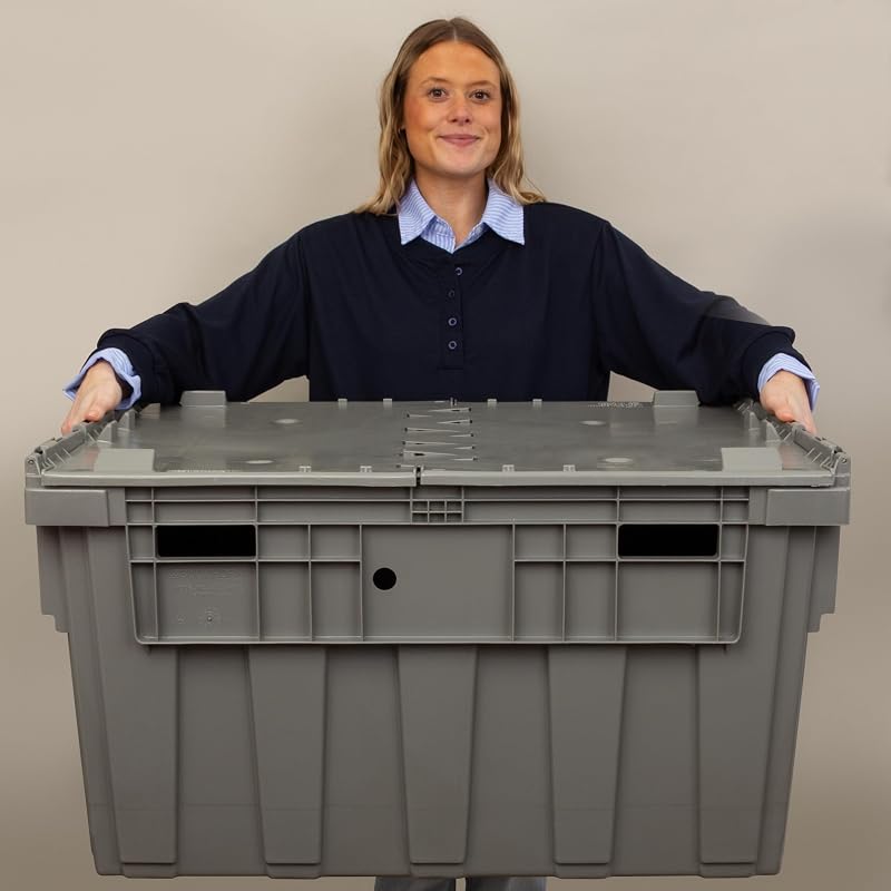 Caja plástico apilable con tapa 50