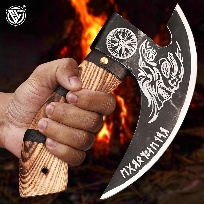 Hacha pizza vikinga multiusos con funda mango madera