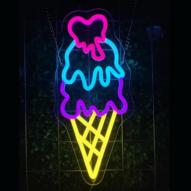Letrero neón abierto helado LED regulable para decoración