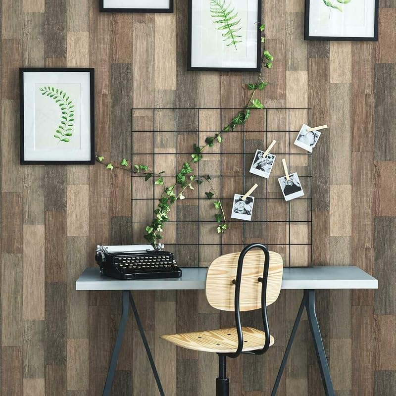 Papel tapiz para tablones desgastados marrón 20.5x16.5 ft