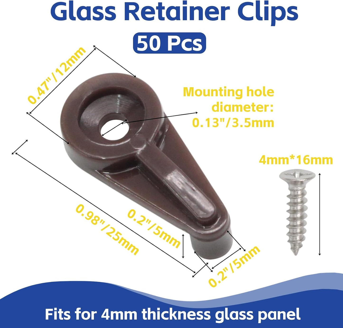50 Clips Plástico para Colgar Espejos y Ventanas Marrón