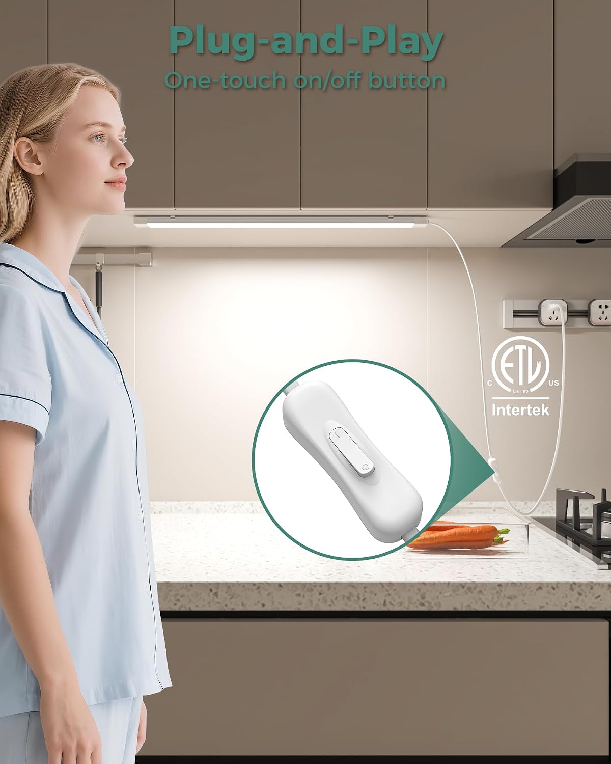 Barra luz LED 25pulg gabinete 6000K blanco frío 1000LM