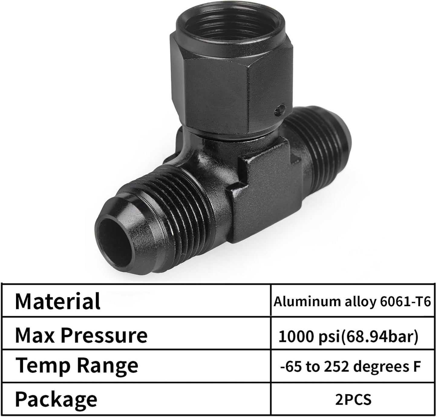 Adaptador T macho 8AN con hembra AN8 giratorio aluminio