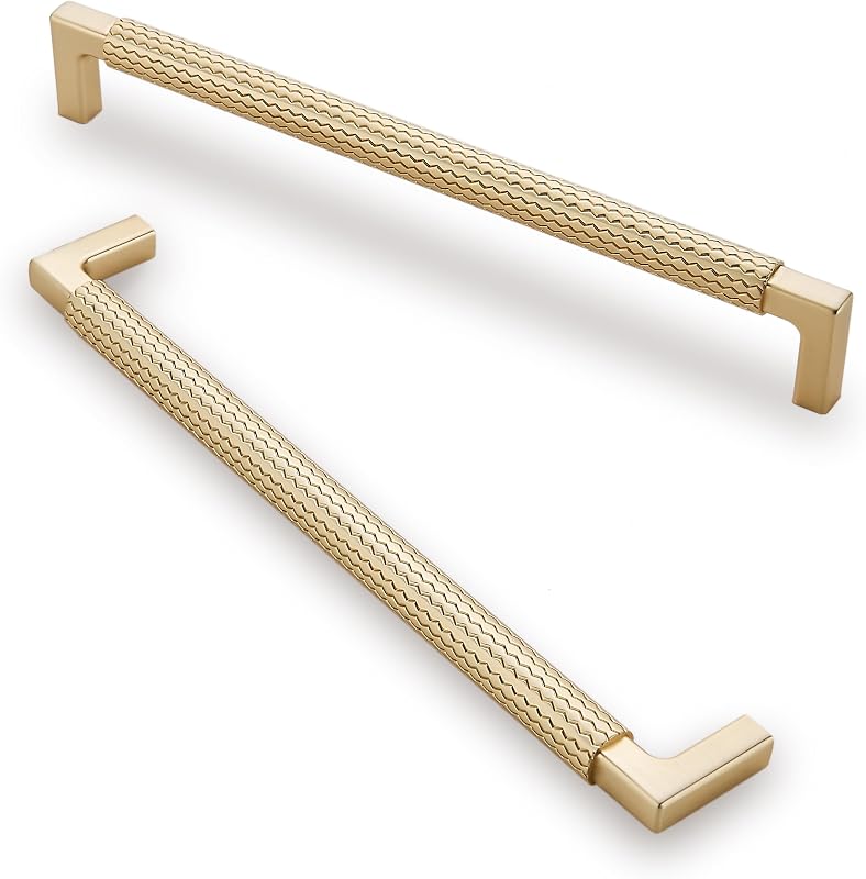 6 Tiradores Gabinete Dorado Cepillado 7.5"