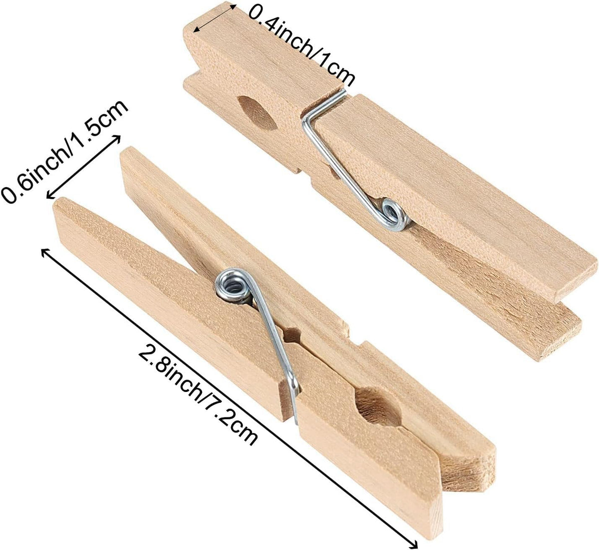 400 Alfileres Madera 3pulg Resistentes para Ropa Manualidades