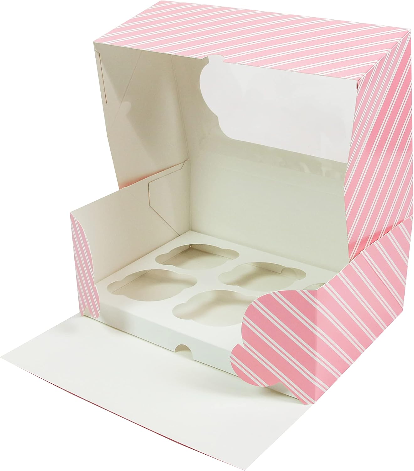 Caja magdalenas resistente con inserto 6 unidades rayas