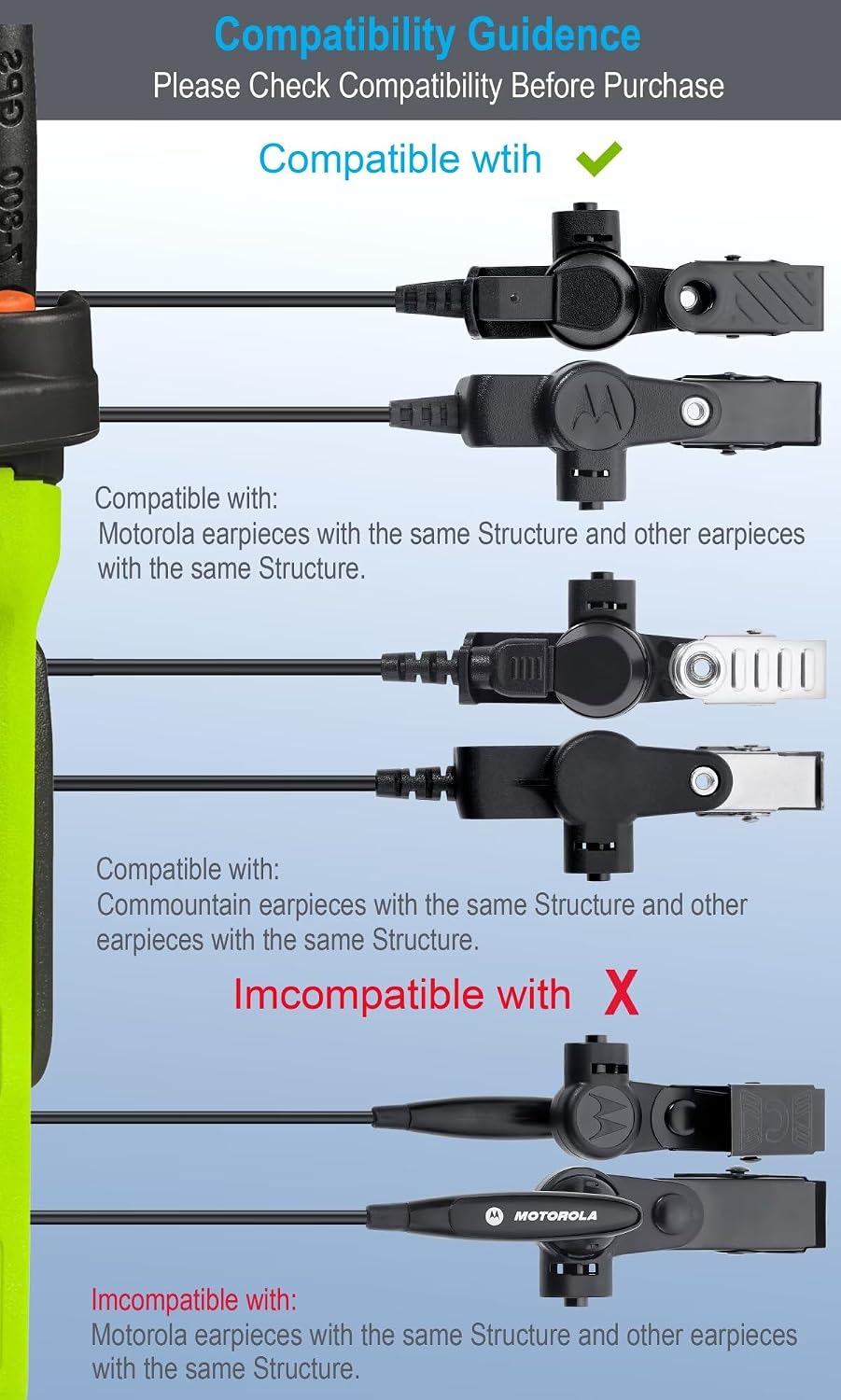 Tubo acústico transparente para auriculares Motorola