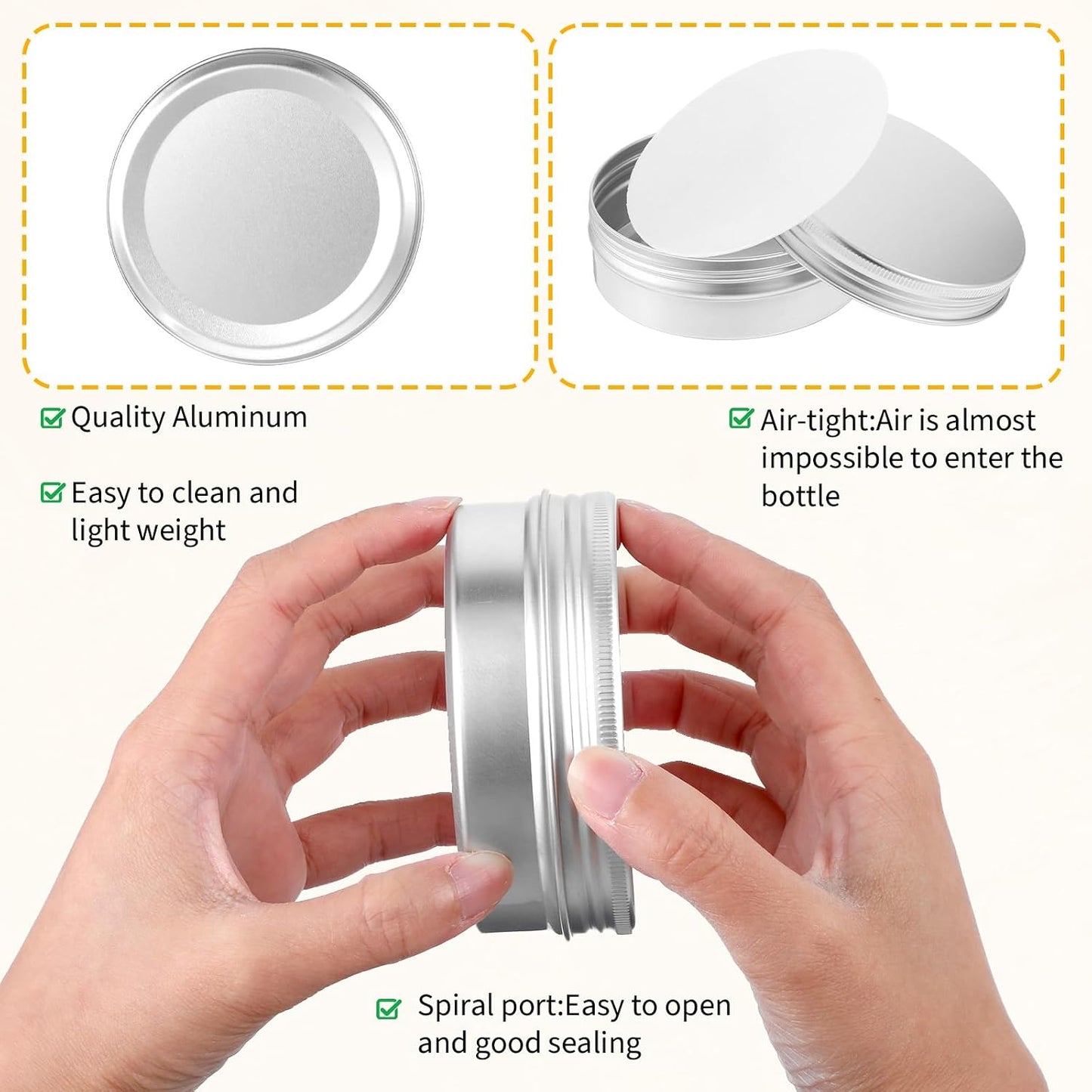 30 Latas Aluminio 4oz Boca Ancha Con Tapa Plateado