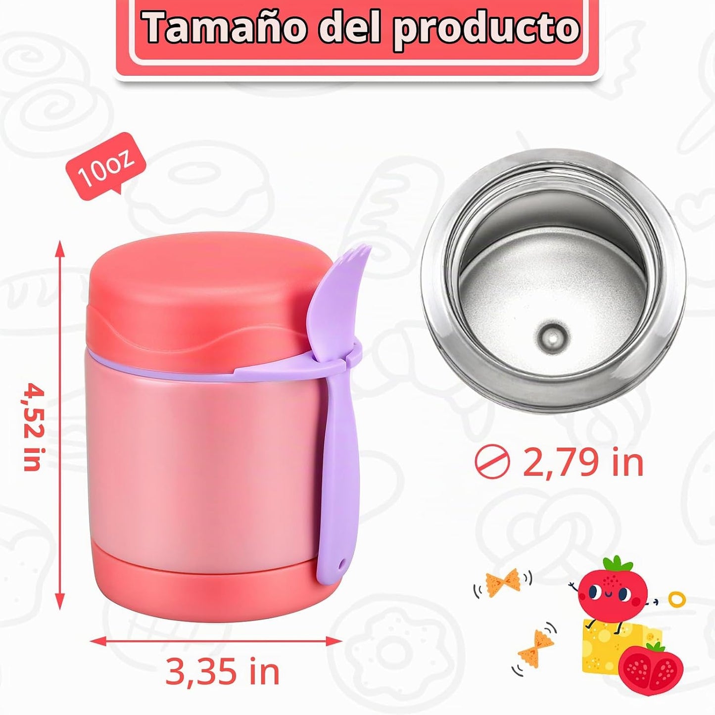 Termo sopa 10oz acero inox para niños con cuchara