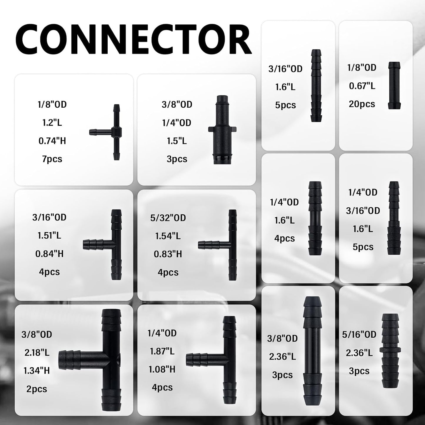 Kit manguera vacío silicona 5ft 64 conectores 1/8-3/8