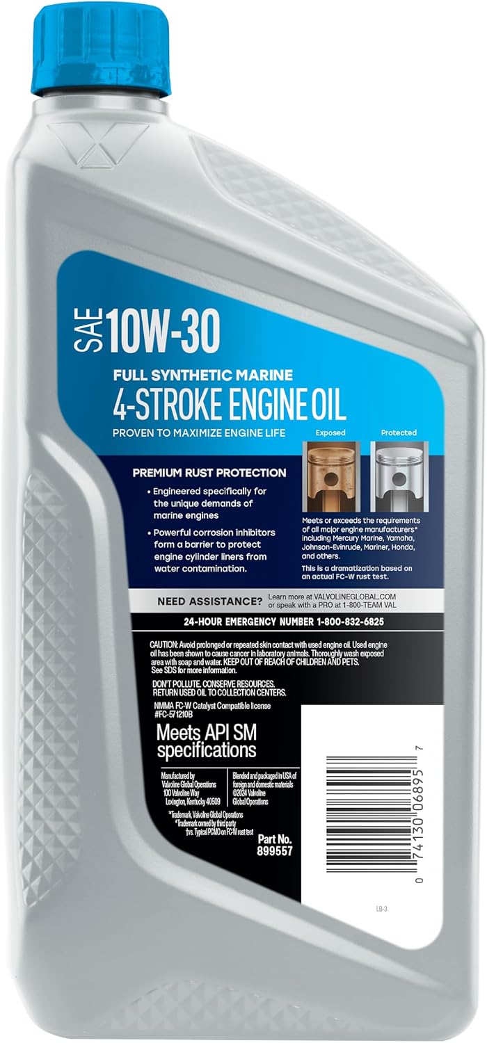 Aceite motor sintético marino 4tiempos 6 Uds 0.25gal