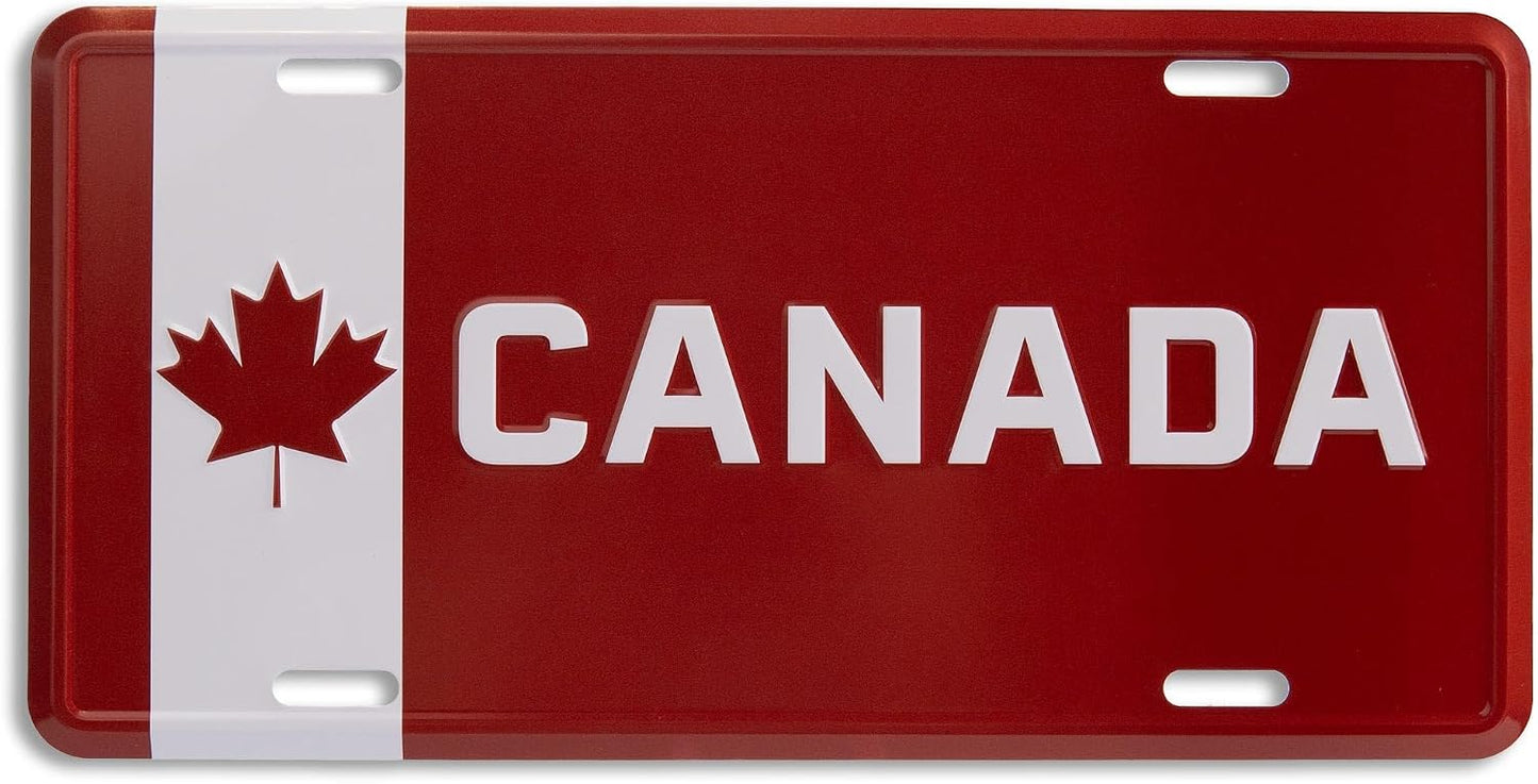Placa matrícula Canadá metal hoja arce blanco