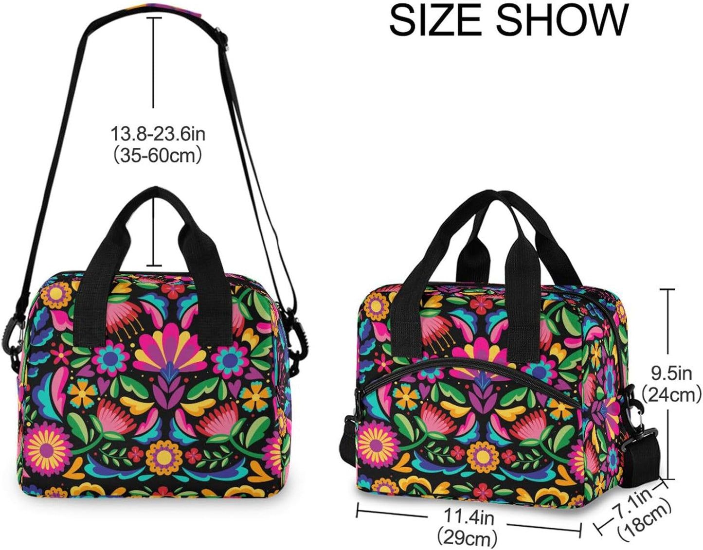 Bolsa almuerzo reutiliz. aislamiento floral correa hombro