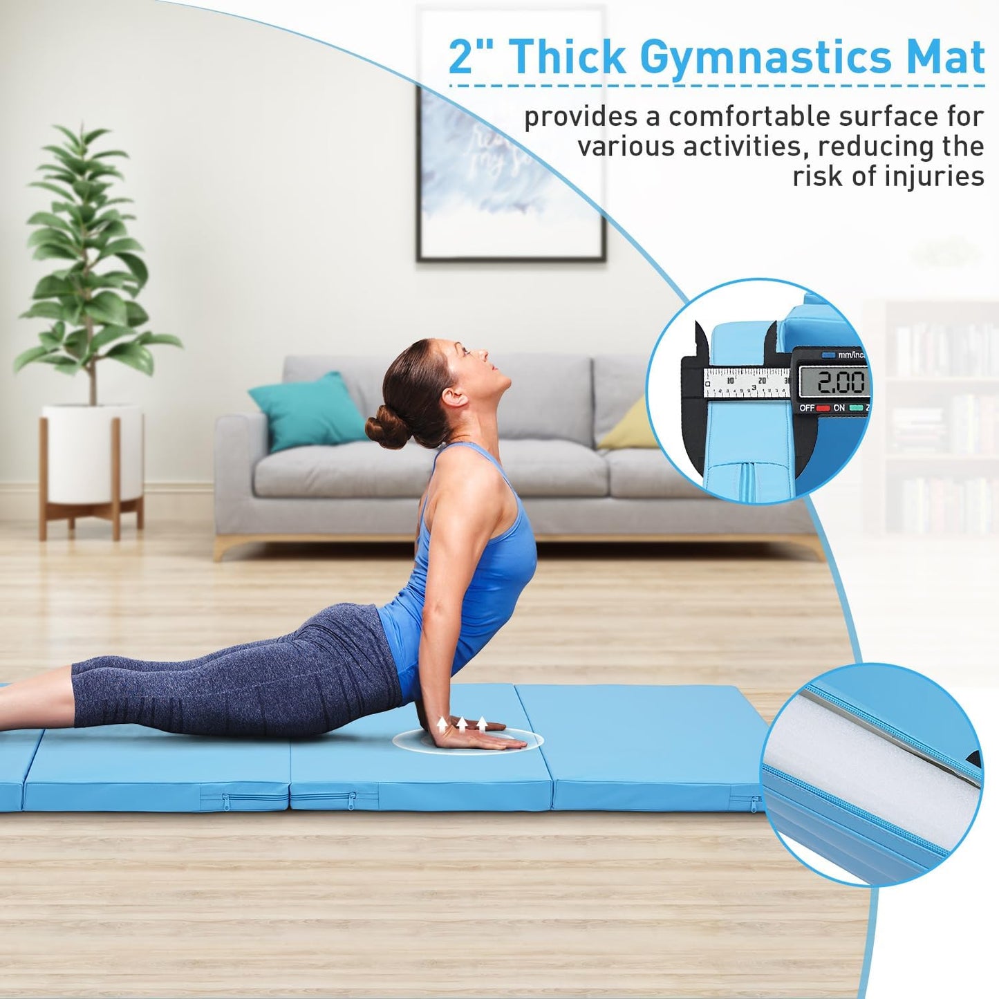 Colchón gimnasia plegable 3x6/4x6' con asas para niños