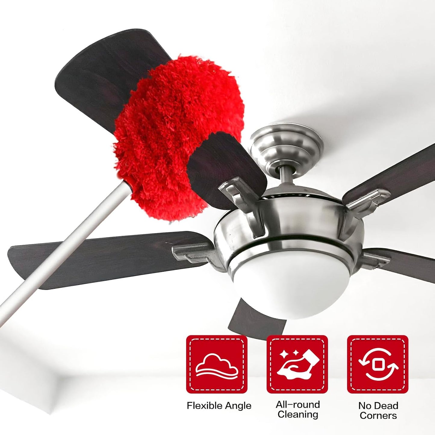 Limpiador techo microfibra poste ajustable 13-49.7pulg rojo