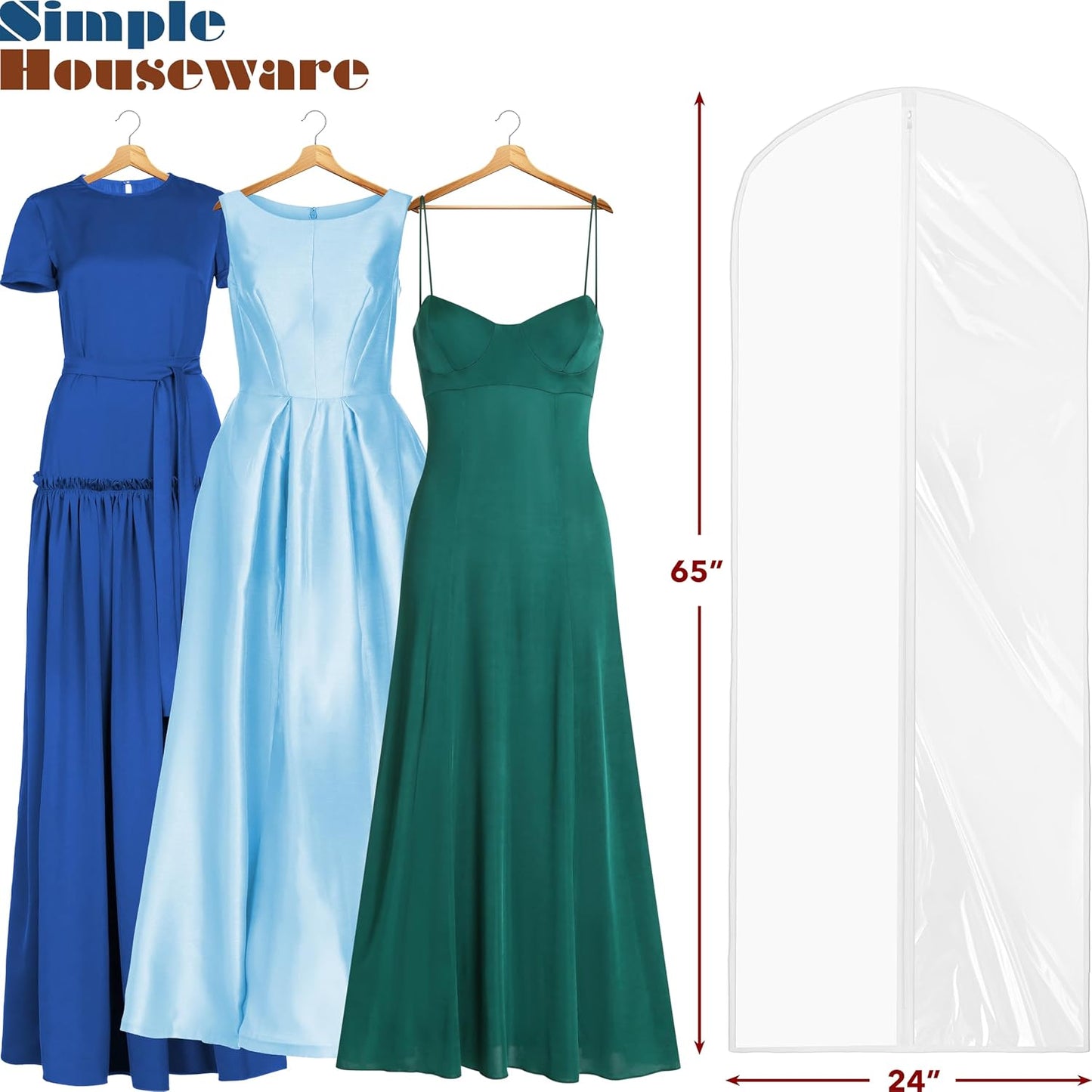 Bolsas transparentes con cremallera 65" para vestidos gala