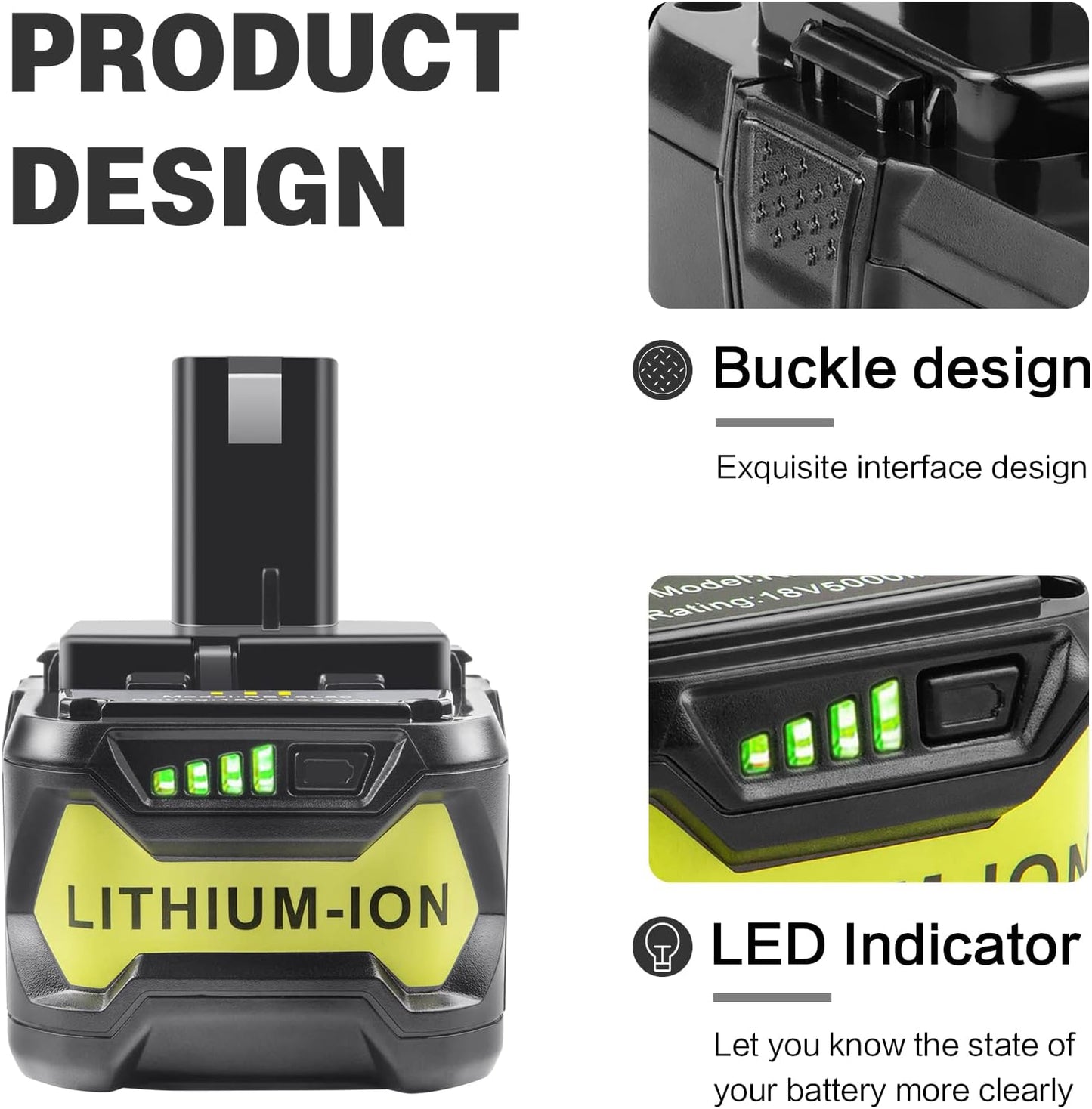 Batería litio 18V 6000mAh repuesto Ryobi One Plus P102 P103 P104