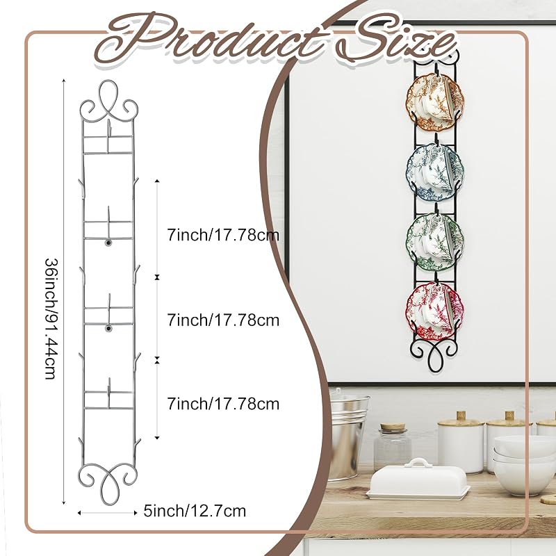 Soporte pared tazas y platos 36x5 4 niveles vertical