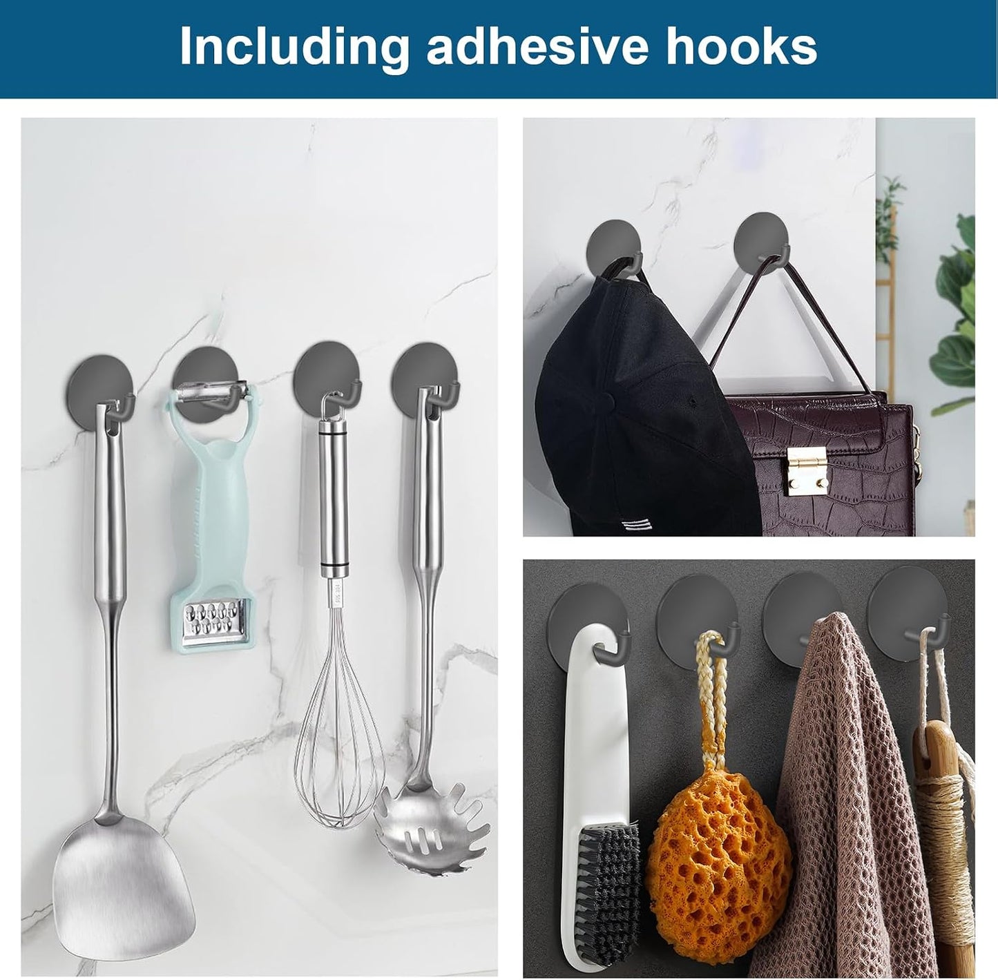 Soporte maquinilla ducha acero inox ganchos adhesivos