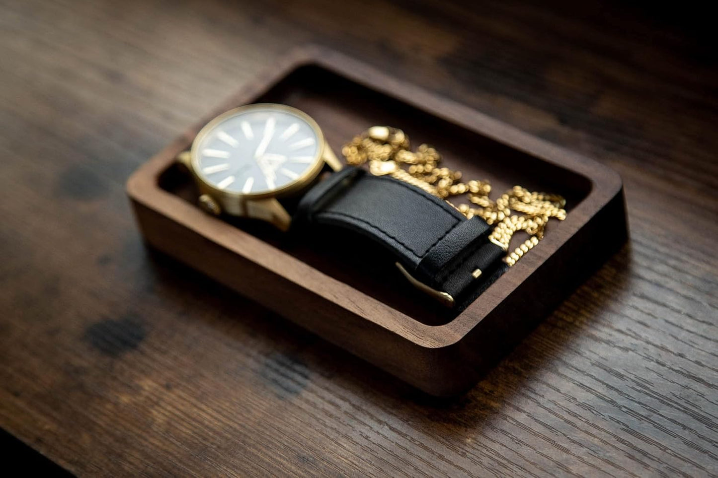 Plato anillos madera rectangular 5.5x3.5"