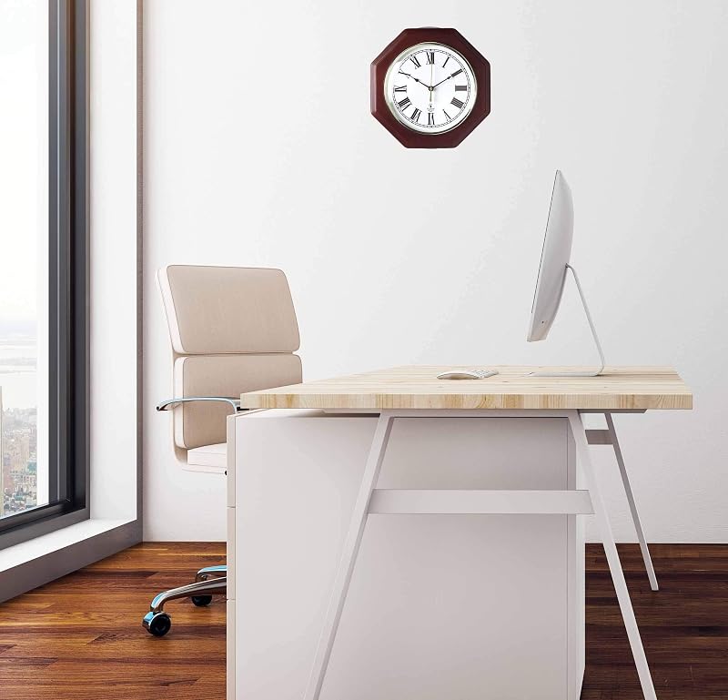 Reloj para Pared de 12 Pulg en Madera de Caoba