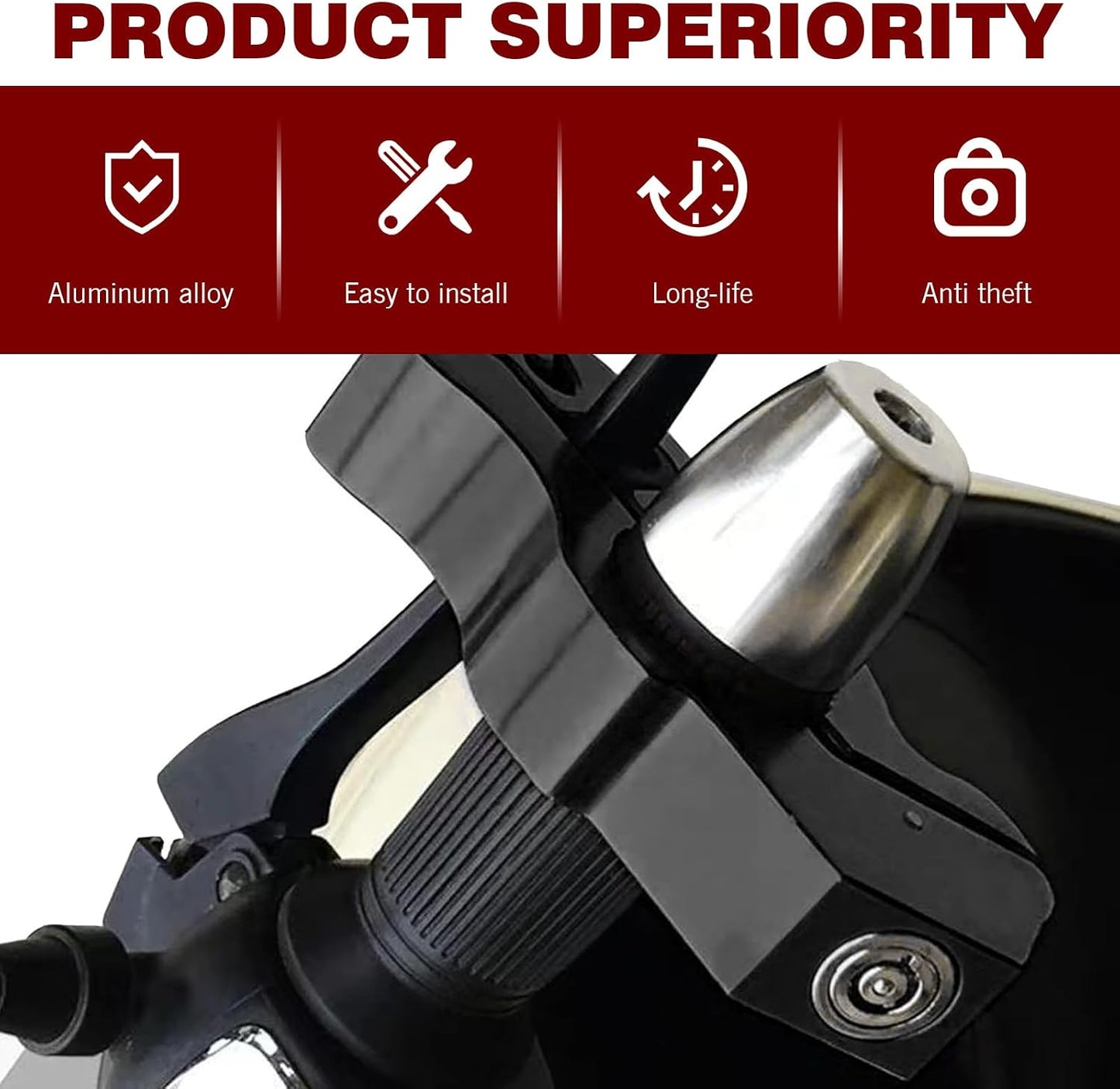 Cerradura manillar motocicleta antirrobo ajustable negro