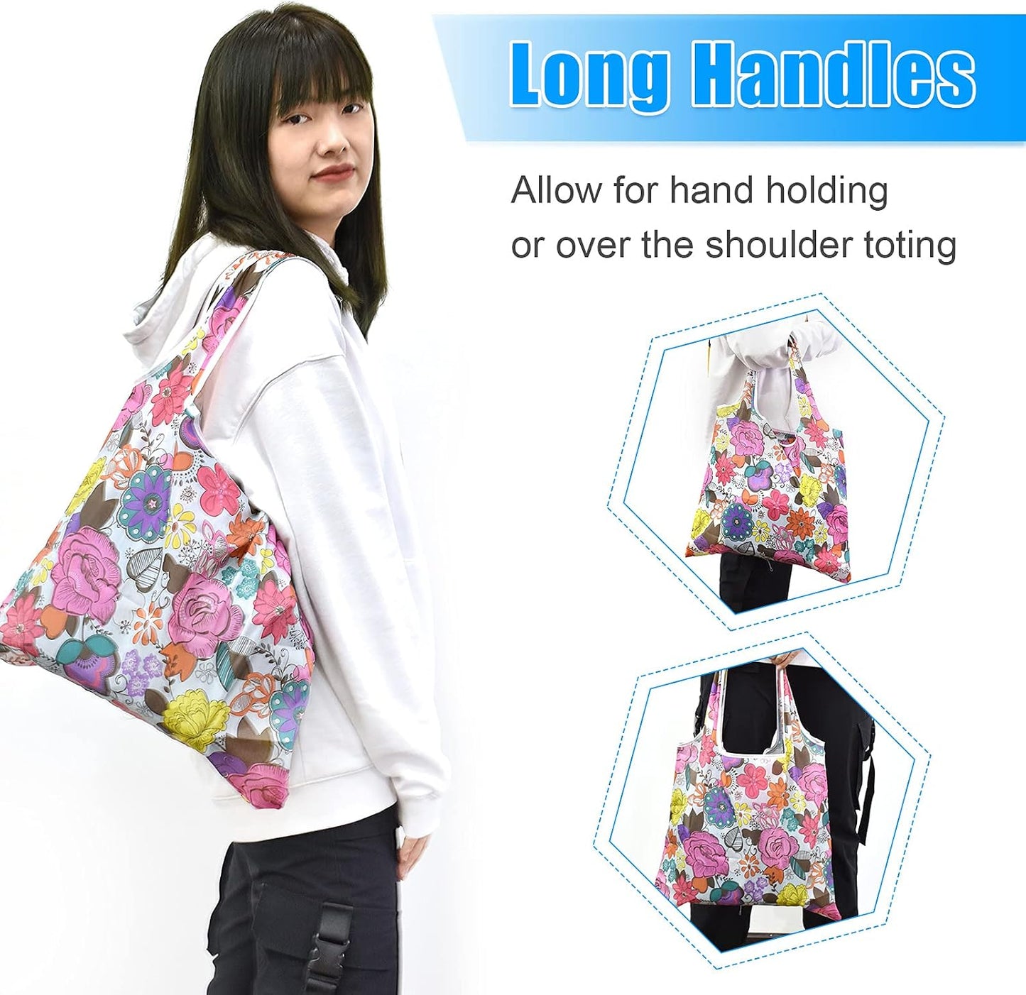 6 bolsas comestibles reutiliz. extragrandes 50lb plegables