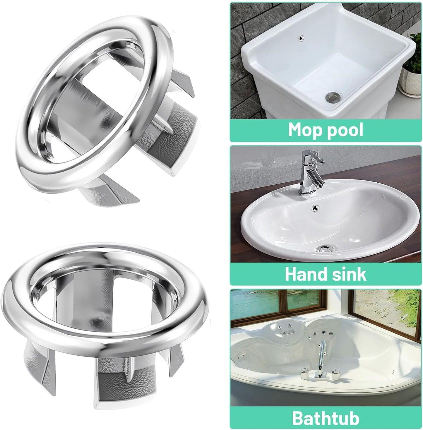 6 Anillos Desbordamiento Fregadero Universal Tapa Plateada