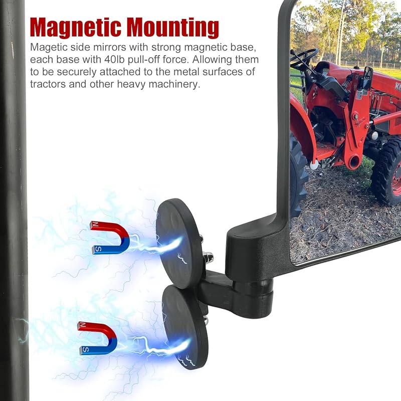 Espejos retrovisores magnéticos para tractores 2 pack