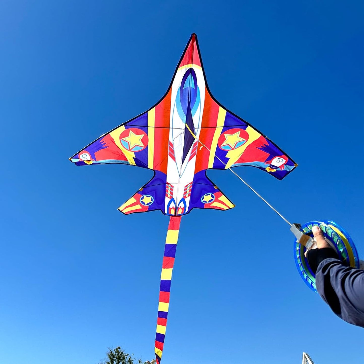 Cometa avión para niños y adultos con cuerda 300ft y cola larga