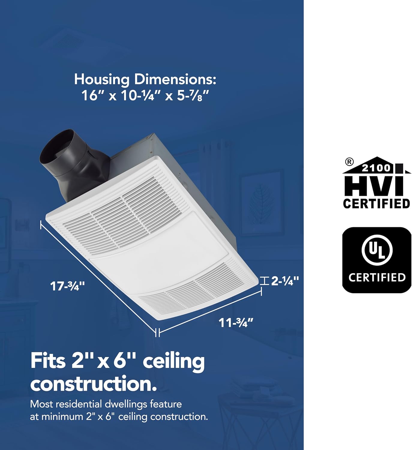 Extractor baño sin luz y calentador 110 CFM blanco