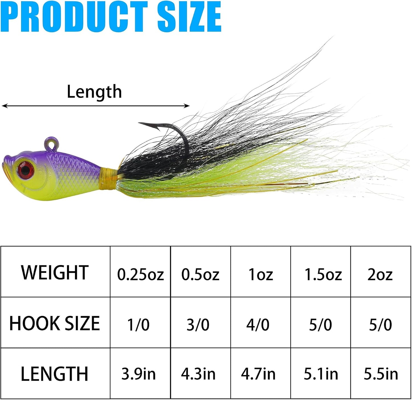 Señuelos bucktail para pesca salada y dulce 5 pack