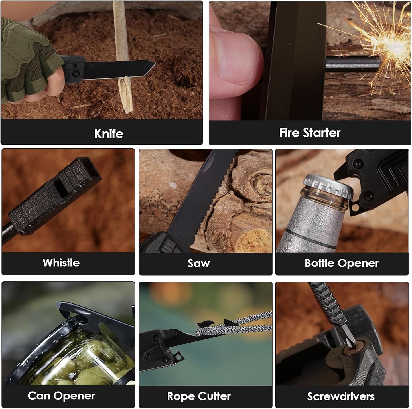 Cuchillo 17en1 plegable para hombres campamento senderismo