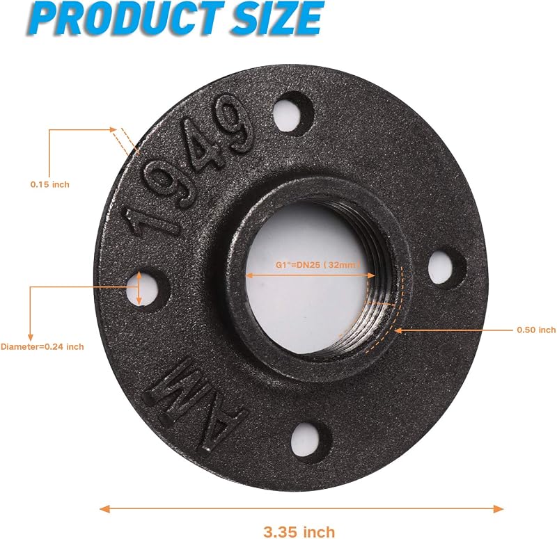 Brida piso 1" set 30 hierro maleable estilo industrial