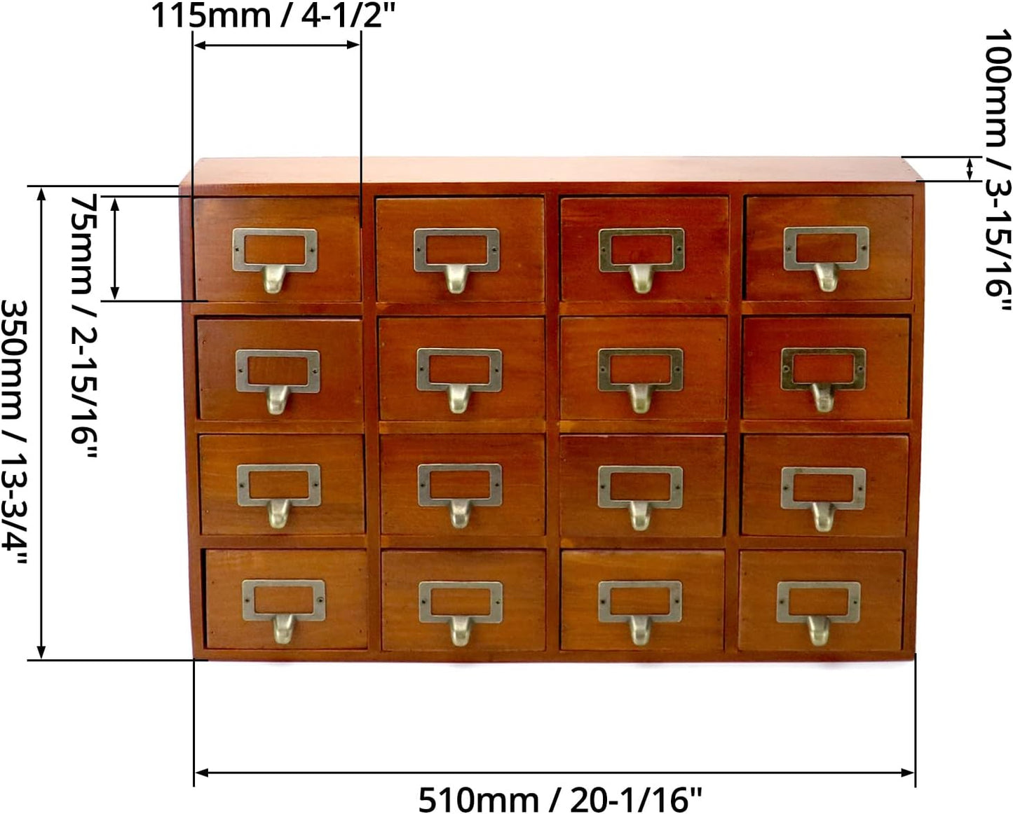 Organiz. cajones madera vintage 16 cajones hogar oficina