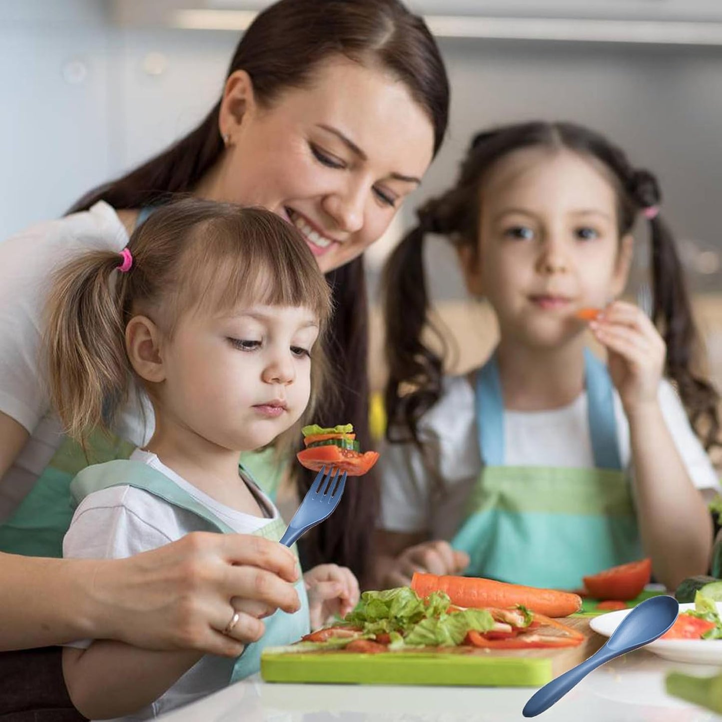 Juego utensilios viaje plástico sin BPA niños y adultos