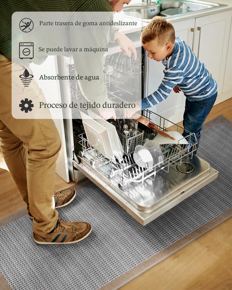 2 Alfombras Cocina Antideslizantes 20x32pulg Absorbentes