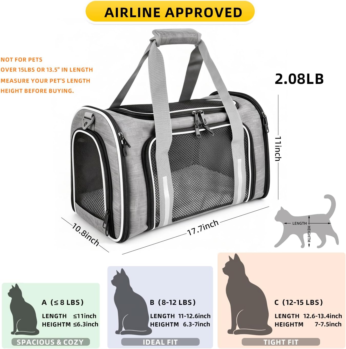 Transportador mascotas suaves lados plegable resistente 15lb