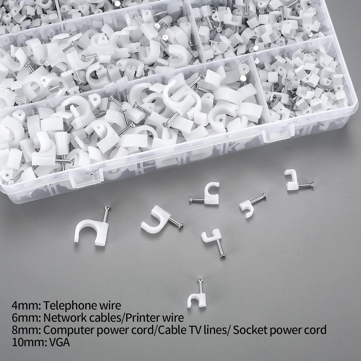 700 Clips Cable Acero 0.157-0.394pulg para Pared