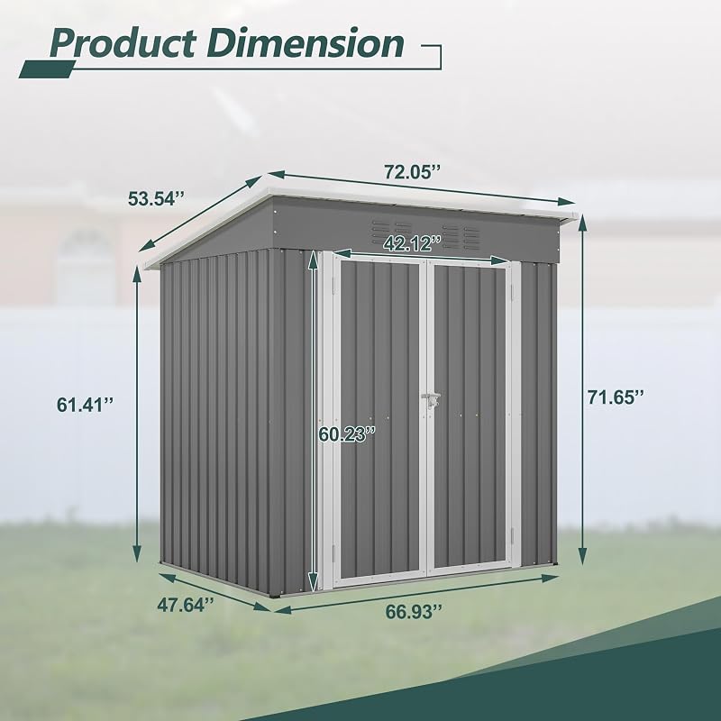 Cobertizo metal 6x4ft con puerta cerradura ventilación