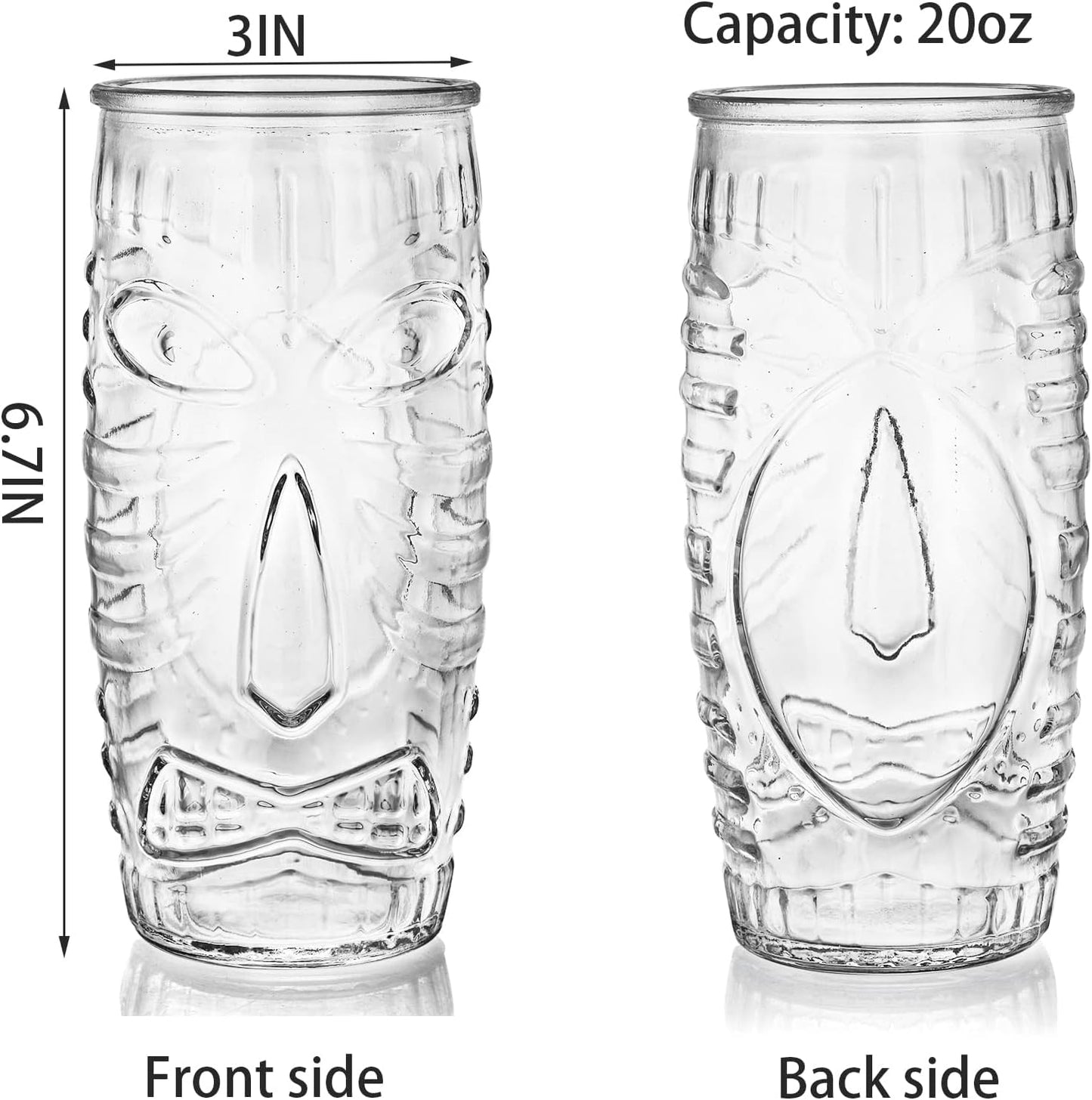 6 Vasos Tiki Vidrio Doble Anticuado 20oz para Mai Tai