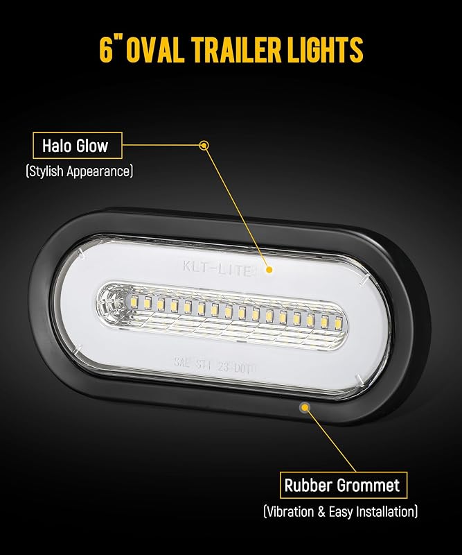 6 Luces Traseras LED Ovaladas 6pulg para Remolque 4 Rojas 2 Blancas