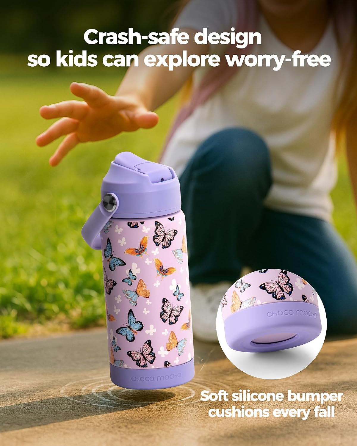 Botella agua aislada acero inox para niños 14oz verde