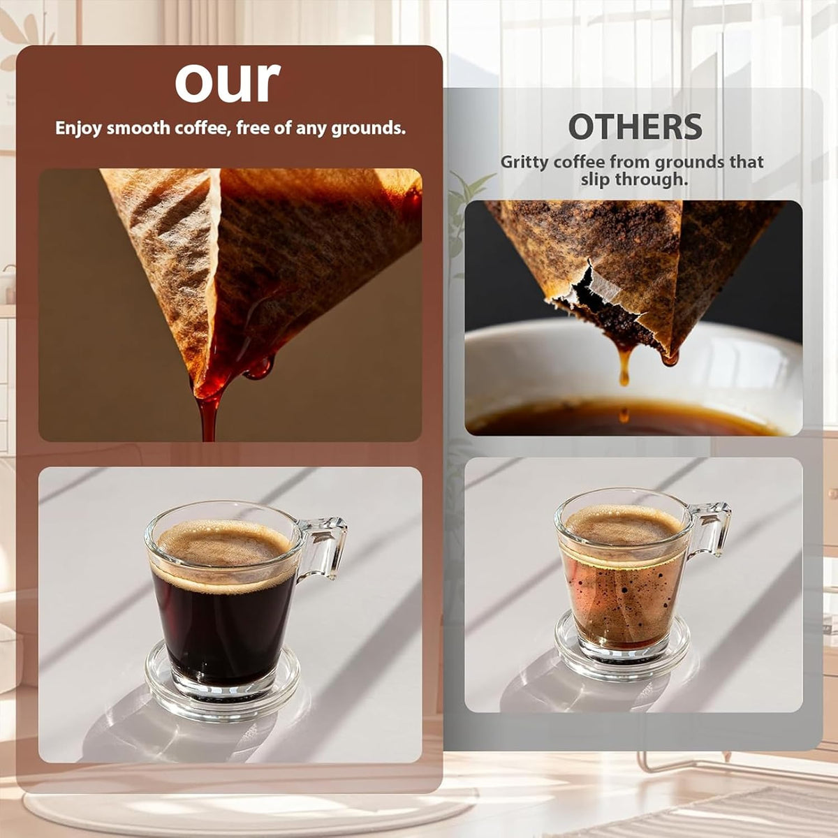Filtro café para pour over y cafetera 100 unidades