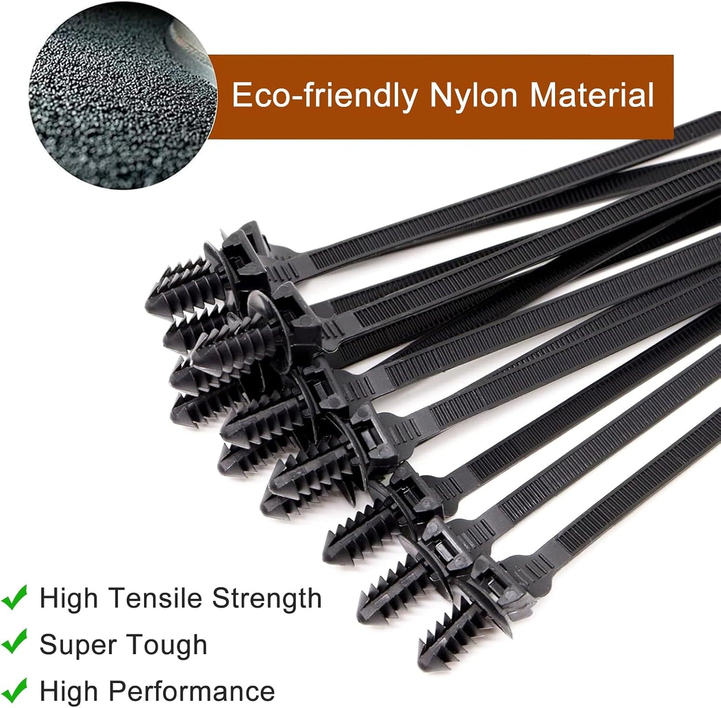 50 Bridas Cables 8.3x0.2pulg Negro Resistente