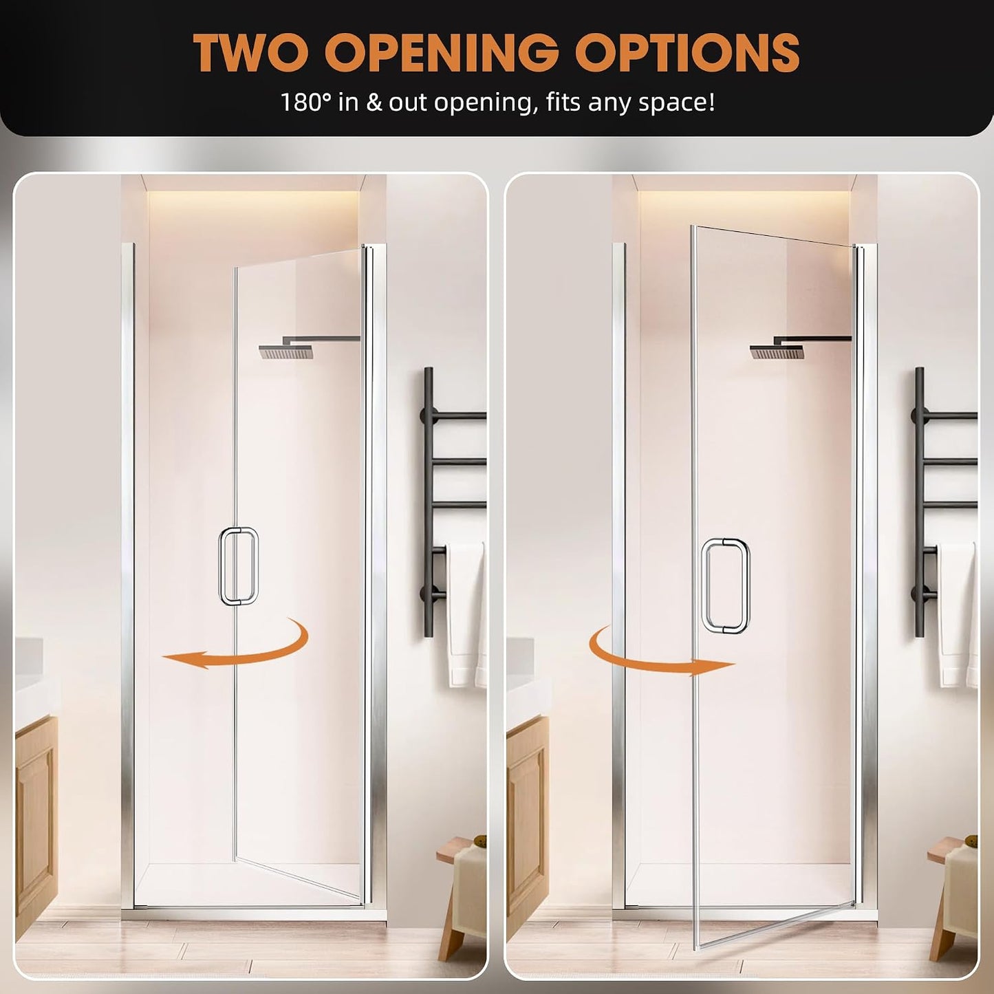 Puerta ducha pivotante 30-31.5pulg x76pulg vidrio templado