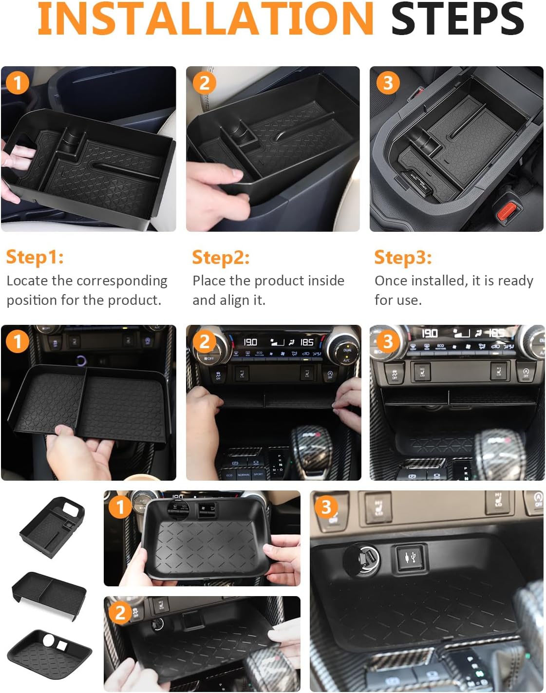 Bandeja organizadora consola RAV4 19-25 3 Pzas